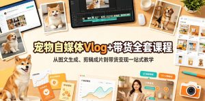 宠物自媒体Vlog+带货全套课程｜从图文生成、剪辑成片到带货变现一站式教学-阿俊淘金