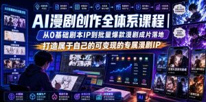 AI漫剧创作全体系课程｜从0基础剧本IP到批量爆款漫剧成片落地，打造属于自己的可变现的专属漫剧IP-阿俊淘金