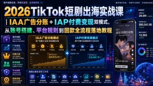 2026TikTok短剧出海实战课|IAA广告分账+IAP付费变现双模式,从账号搭建、平台规则到回款全流程落地教程-阿俊淘金